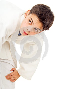 Boy tired of fighting isolated