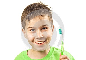 Boy with toothbrush