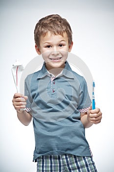 Boy with toothbrush