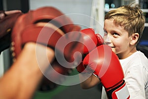 Boy Training Boxing Exercise Movement Concept