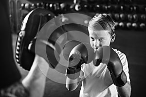 Boy Training Boxing Exercise Movement Concept