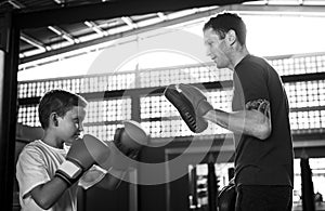 Boy Training Boxing Exercise Movement Concept