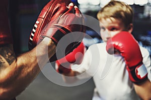 Boy Training Boxing Exercise Movement Concept