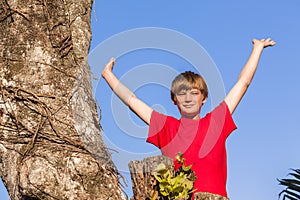 Boy Tree Happy