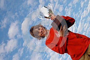 Boy with trophy