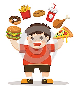 The Boy unhealthy body from eating junk food.