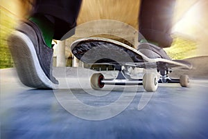 Boy on a used skateboard