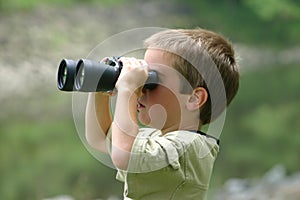 Boy Using Binoculars