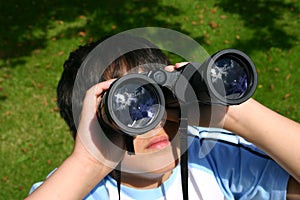 Boy Using His Binoculars