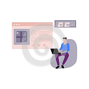 A boy is using laptop