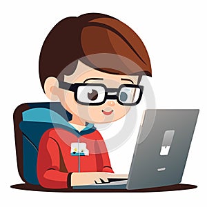 boy using laptop