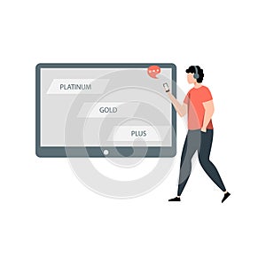 Boy using mobile phone with headphones