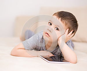 Boy using tablet