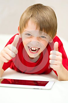 Boy using tablet