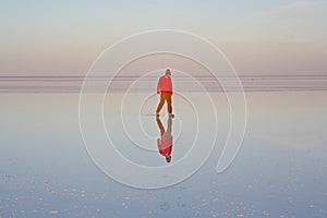 Boy on the Uyuni salt lake