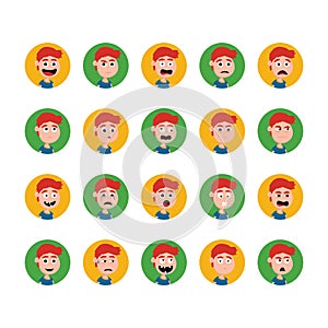boy with various expressions collection. Vector illustration decorative design