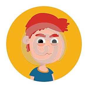 boy with vengeful expression. Vector illustration decorative design