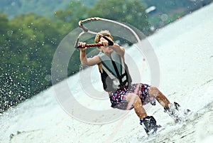 Boy on Wakeboard Losing Control