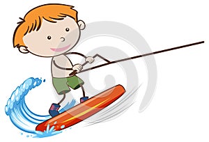 A Boy Wakeboarding on White Background