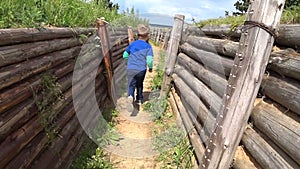 The boy was lost in the trench maze, running through the trench