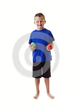 Boy with water balloons