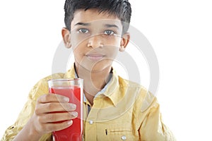 Boy with watermelon juice