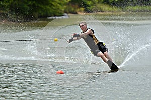 Boy Waterskiing