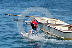 Boy on waterskis
