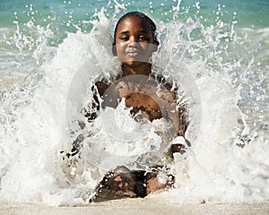 Boy in wave