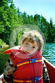 Boy wearing a lifejacket