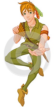 Boy Wearing Peter Pan Costume