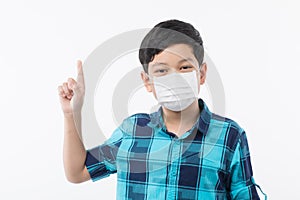 Boy wearing surgical mask