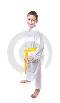 Boy wearing tae kwon do uniform photo