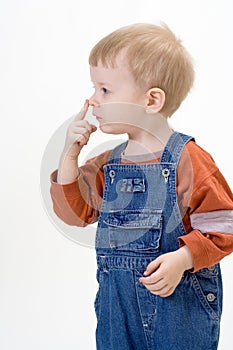 Boy on white background