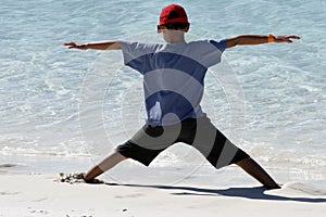 Boy at Whitehaven beach