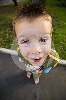 Boy with wide angle