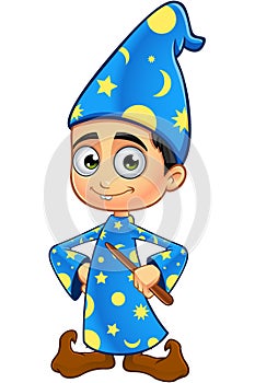 Boy Wizard In Blue - Hands On Hips