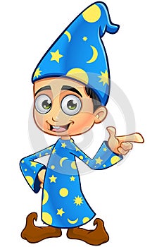 Boy Wizard In Blue - Pointing