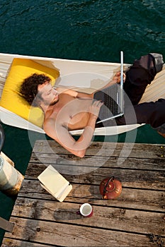 Boy working on hamaca