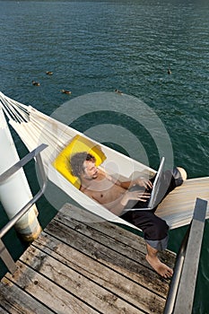 Boy working on hamaca