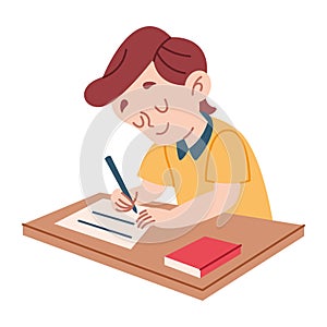 Boy Writing in Notebook