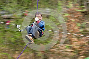 Boy on zip line