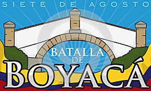 Boyaca`s Bridge a Colombian Landmark and Flag for August 7, Vector Illustration photo