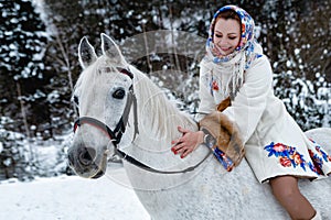 Boyar woman on horse photo