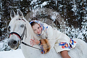 Boyar woman on horse photo