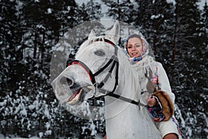 Boyar woman on horse photo