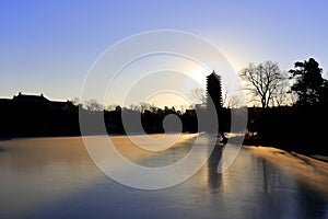 Boyata tower of peking university in winter