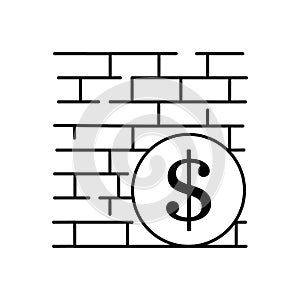 Boycott, business war, trade war icon set in thin line style. Dollar and wall