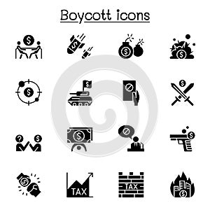Boycott, business war, trade war icon set vector illustration graphic design photo