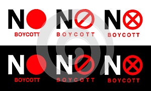 Boycott red sign on black and white background. photo